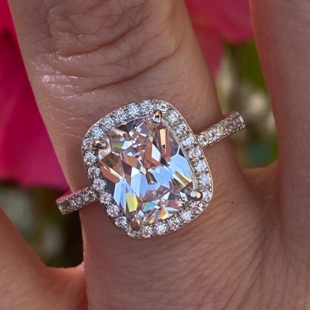 Sterling Silver 925  radiant cut CZ engagement ring
